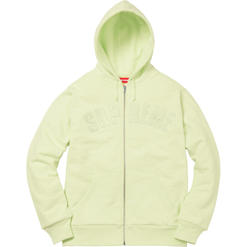 Supreme Arc Logo Thermal Zip Up Sweatshirt Pale Lime