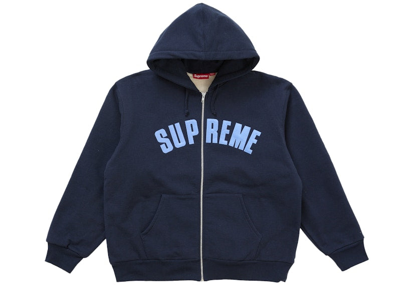 Supreme Arc Thermal Lined Zip Up Hooded Sweatshirt Navy