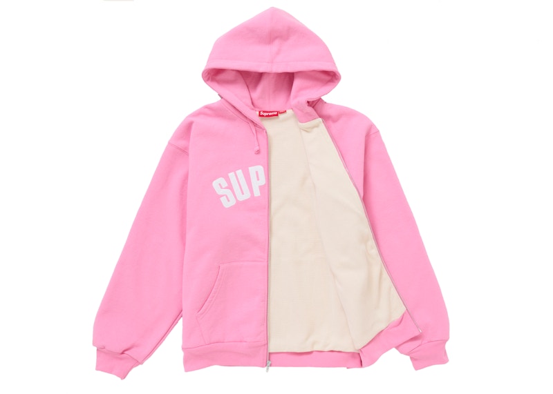 Supreme Arc Thermal Zip Up Hooded Sweatshirt Pink