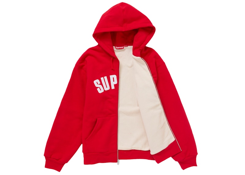 Supreme Arc Thermal Zip Up Hooded Sweatshirt Red
