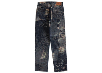 Supreme Archive Denim Jacquard Regular Jean Blue