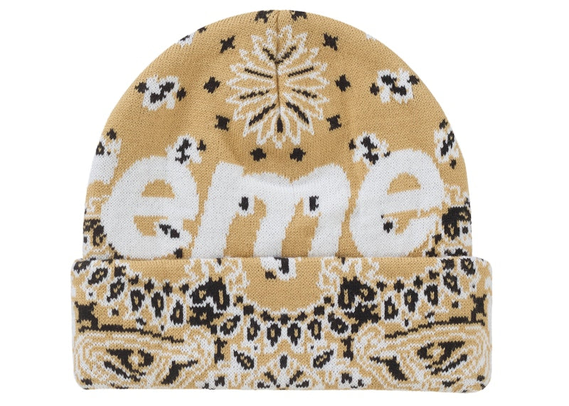 Supreme Bandana Big Logo Beanie Beige