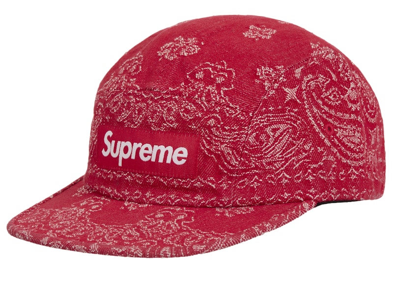 Supreme Bandana Jacquard Denim Camp Cap Red