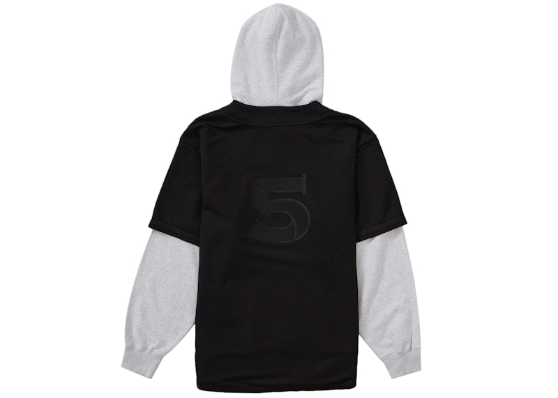 Supreme Baseball Jersey Hooded Sweatshirt Black