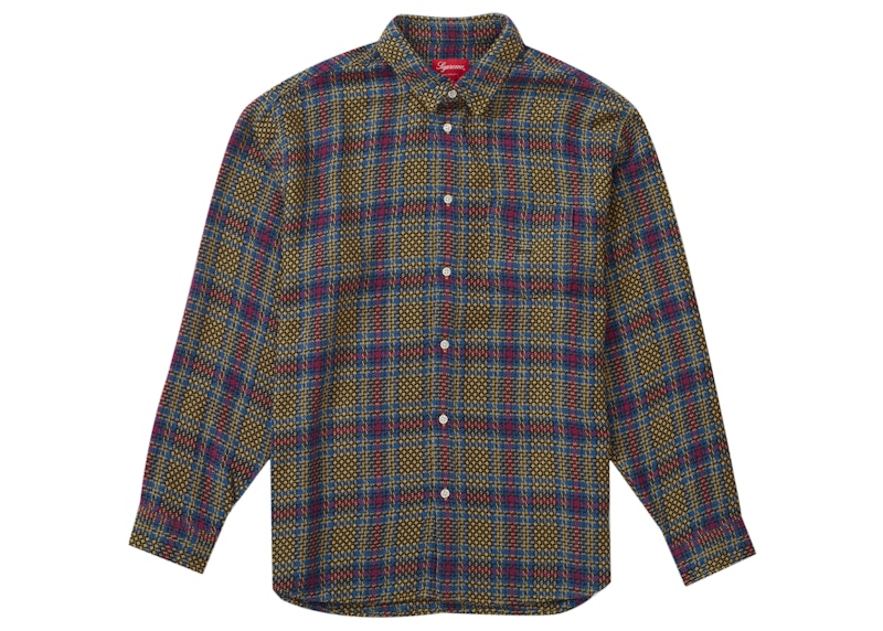 Supreme Basket Weave Plaid Shirt Yellow