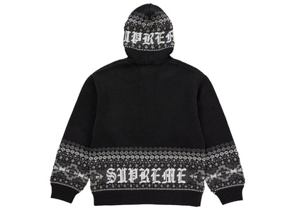 Supreme Beaded Zip Up Hooded Sweater Black