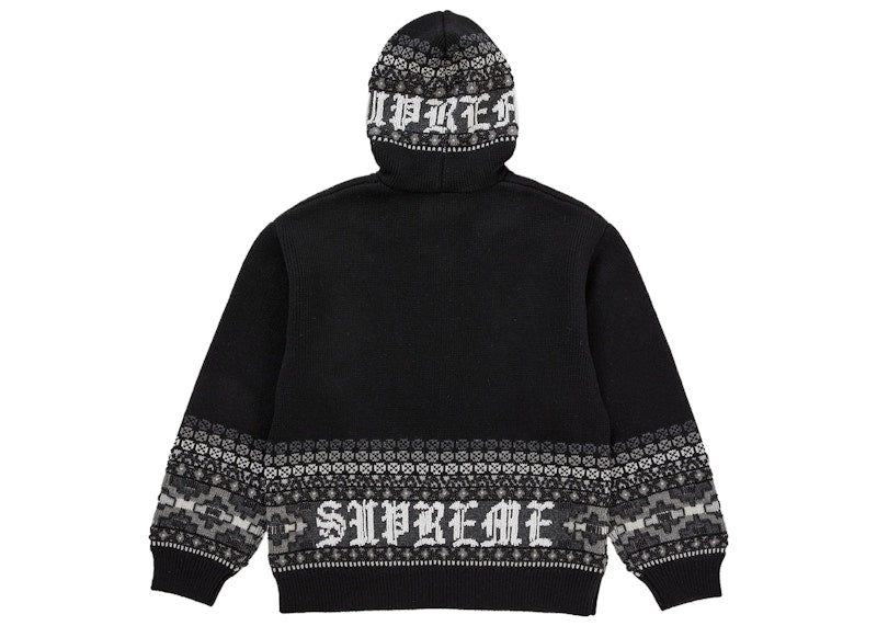 Supreme Beaded Zip Up Hooded Sweater Black