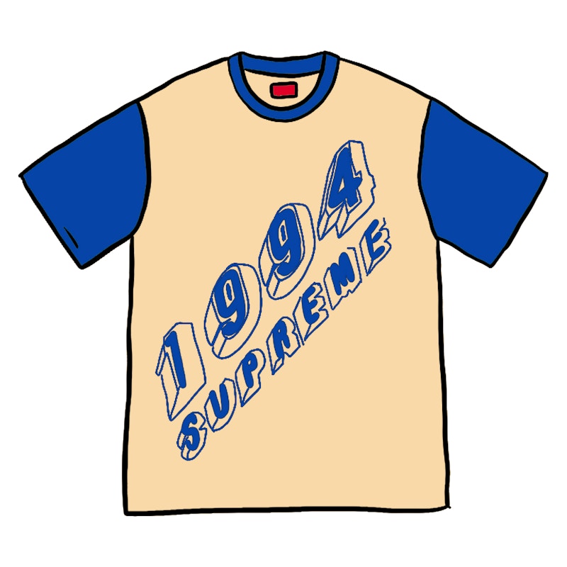 Supreme Bevel Text Ringer Tee Light Yellow