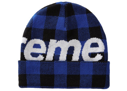 Supreme Big Logo Beanie (FW20) Blue Plaid