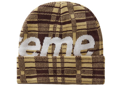 Supreme Big Logo Beanie Beanie (FW23) Tan Plaid