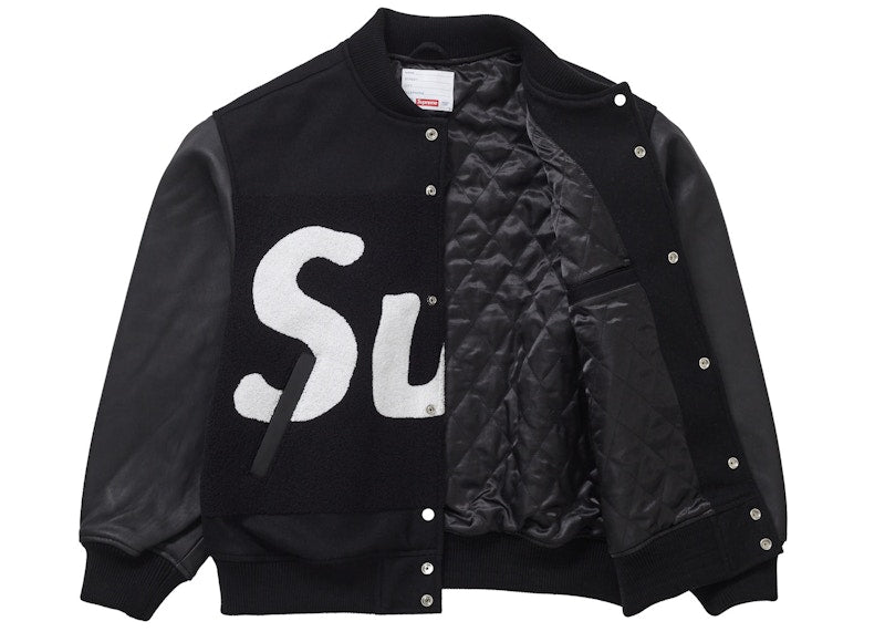 Supreme Big Logo Chenille Varsity Jacket Black