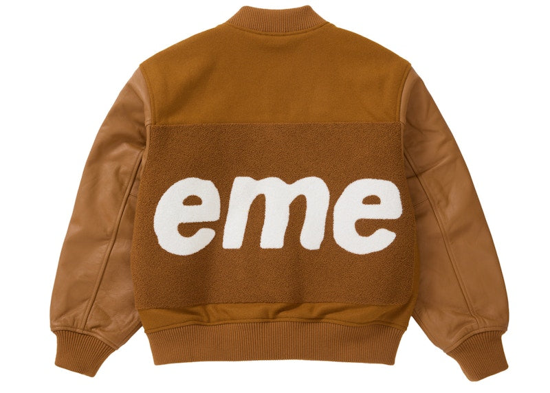 Supreme Big Logo Chenille Varsity Jacket Mustard