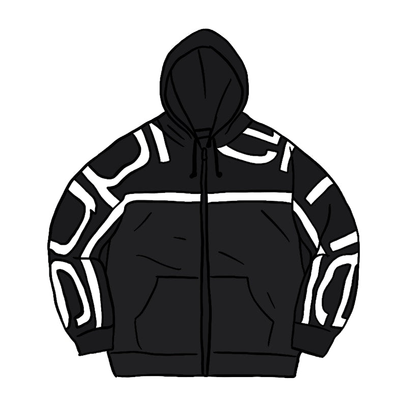 Supreme Big Logo Paneled Zip Up Black