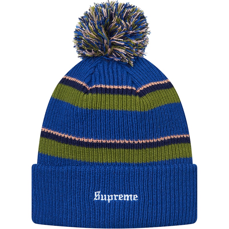 Supreme Big Stripe Beanie Blue