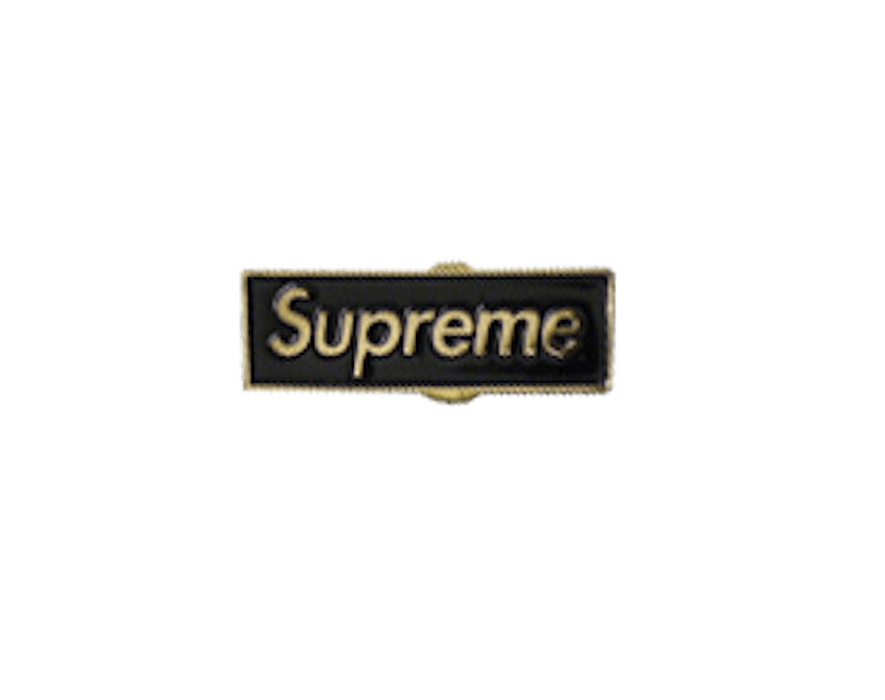 Supreme Black Box Logo Pin (Houndstooth Trench SS12) Gold