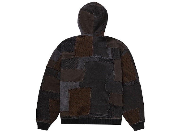 Supreme Blackmeans Patchwork Zip Up Hooded Sweater Black