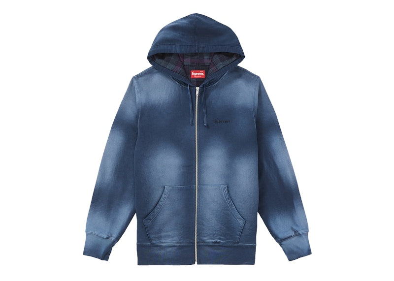 Supreme Bleached Zip Up Sweatshirt Navy