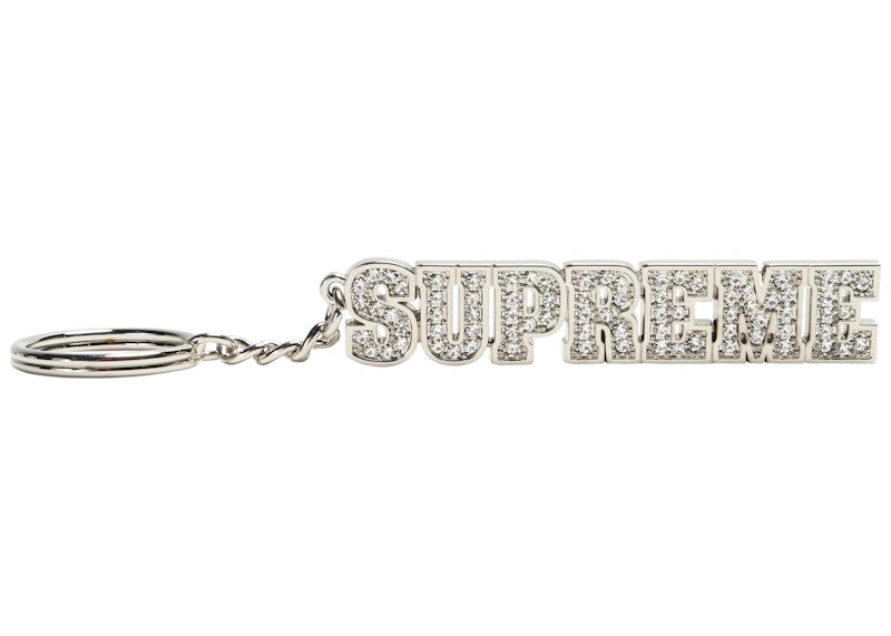 Supreme Block Logo Keychain Silver
