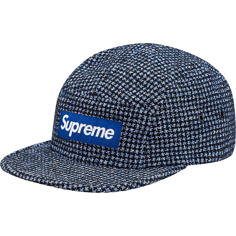 Supreme Boucl Houndstooth Camp Cap Navy
