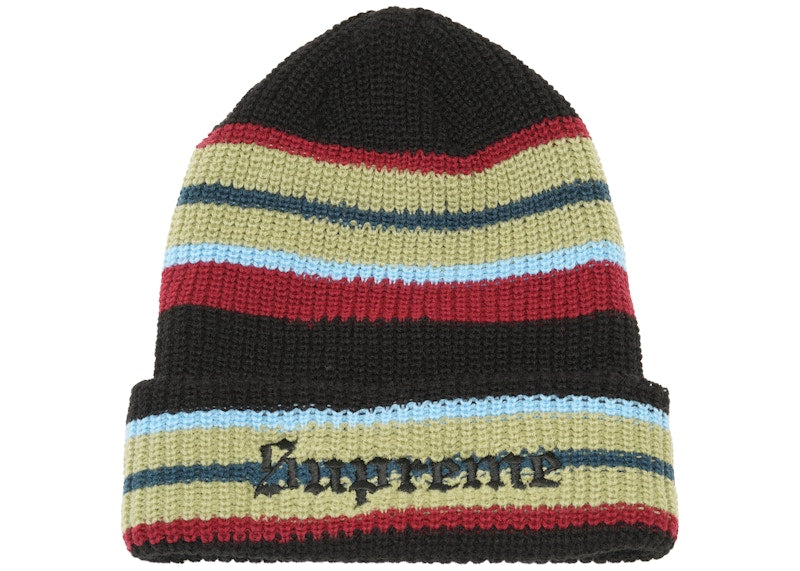 Supreme Bright Stripe Beanie Black