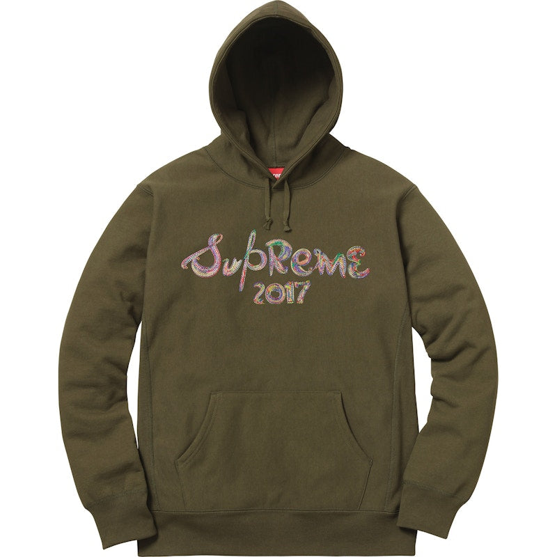 Supreme Brush Logo Hoodie Dark Olive