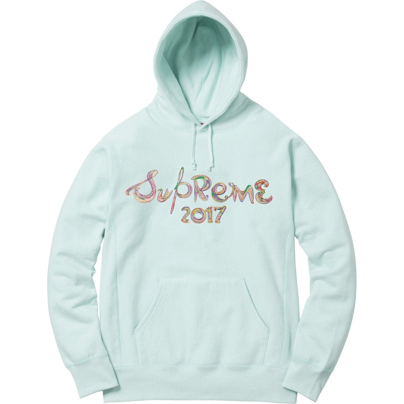 Supreme Brush Logo Hoodie Ice Blue
