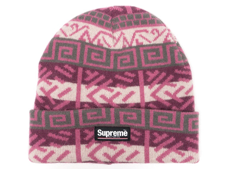 Supreme Brushed Pattern Beanie Purple