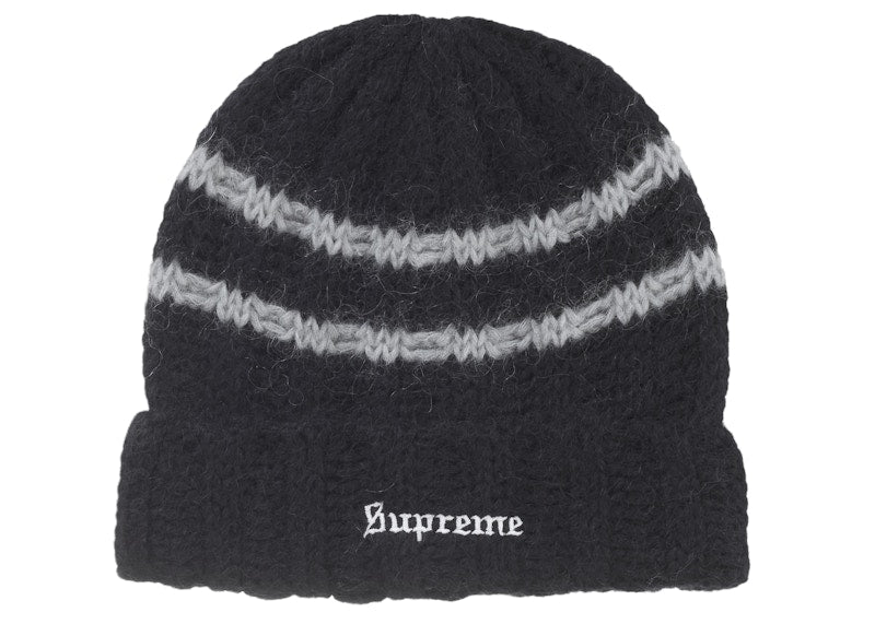 Supreme Brushed Stripe Beanie Black