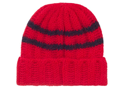 Supreme Brushed Stripe Beanie Red