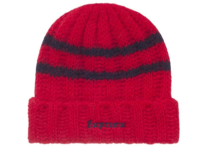 Supreme Brushed Stripe Beanie Red