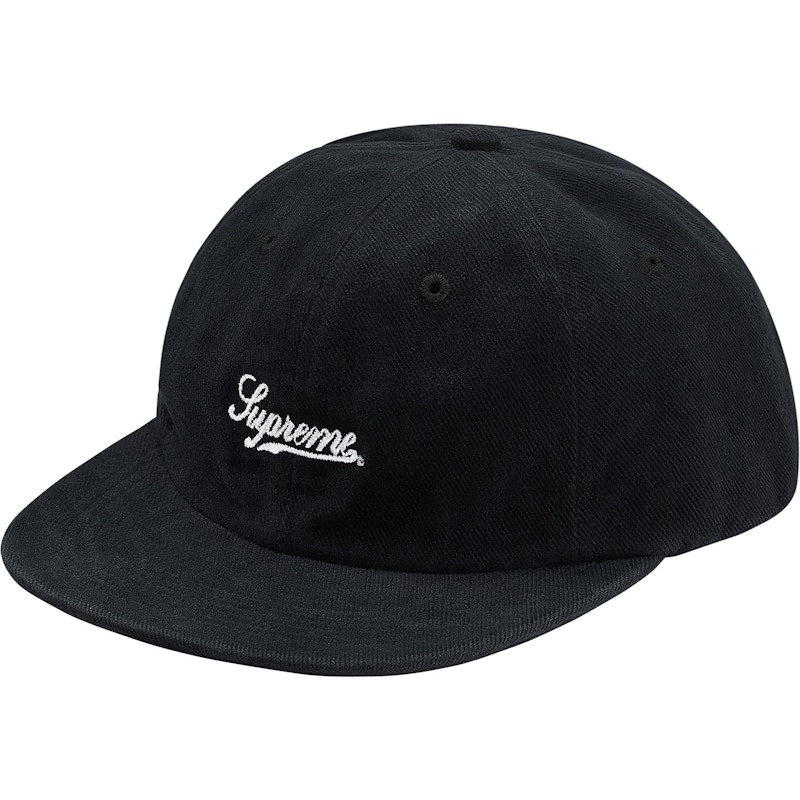 Supreme Brushed Twill Script 6-Panel Black