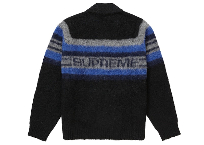 Supreme Brushed Wool Zip Up Sweater Black