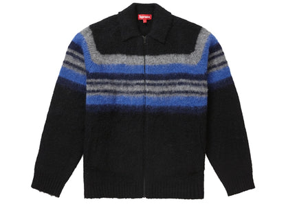 Supreme Brushed Wool Zip Up Sweater Black