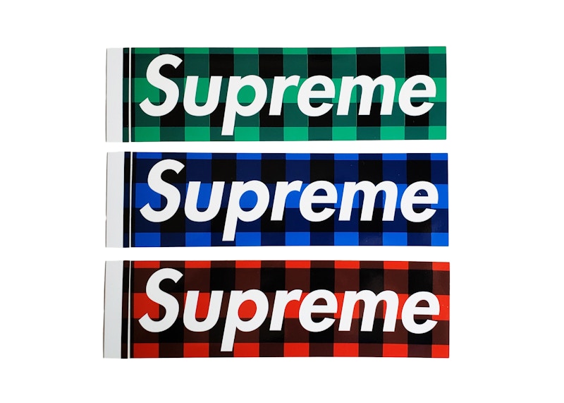 Supreme Buffalo Plaid Box Logo Sticker Set