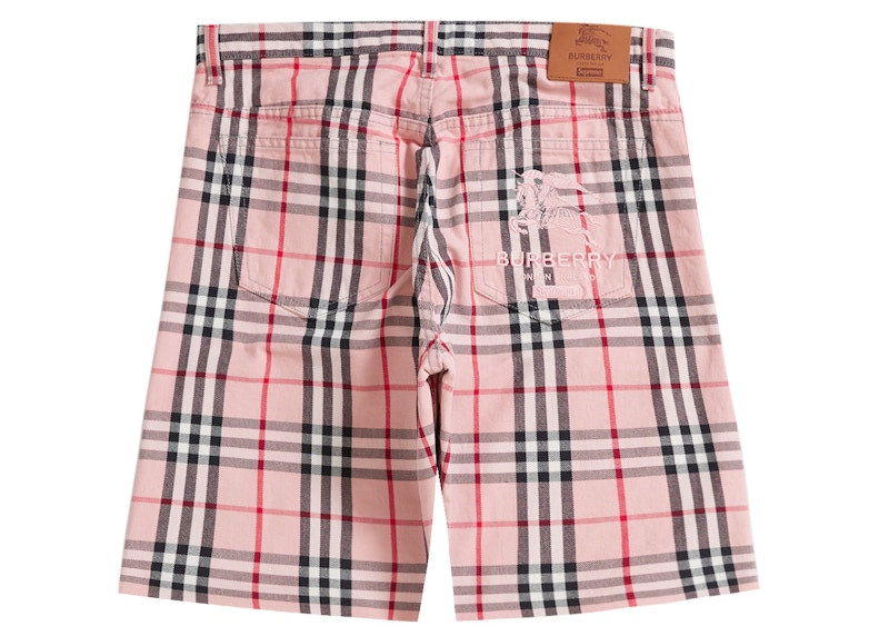 Supreme Burberry Denim Short Pink