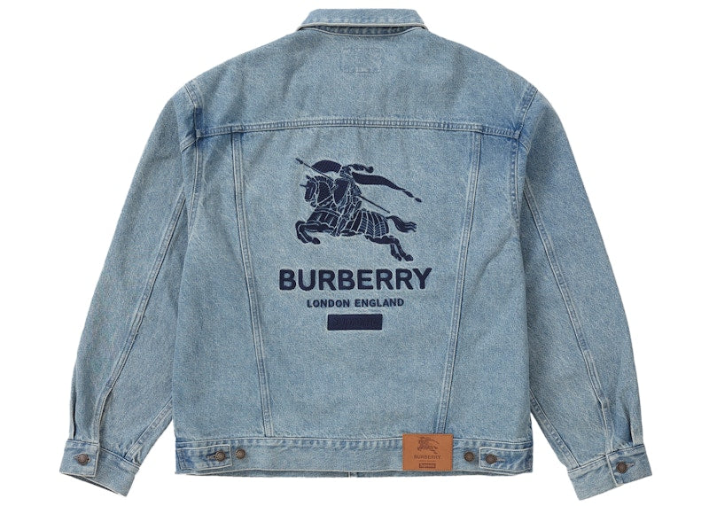 Supreme Burberry Denim Trucker Jacket Washed Blue