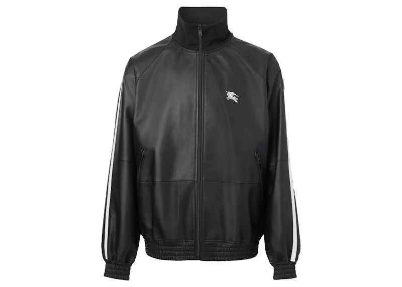 Supreme Burberry Embroidered Logo Lambskin Funnel-neck Jacket Black