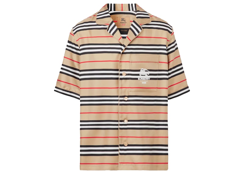 Supreme Burberry Icon Silk Pajama Shirt Archive Beige
