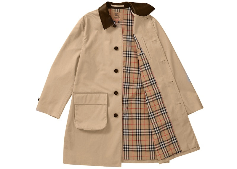Supreme Burberry Leather Collar Trench Beige
