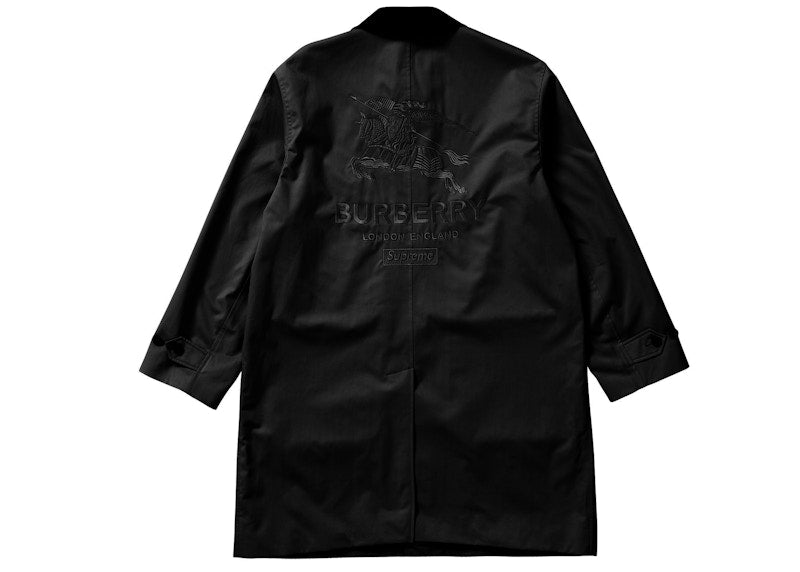 Supreme Burberry Leather Collar Trench Black