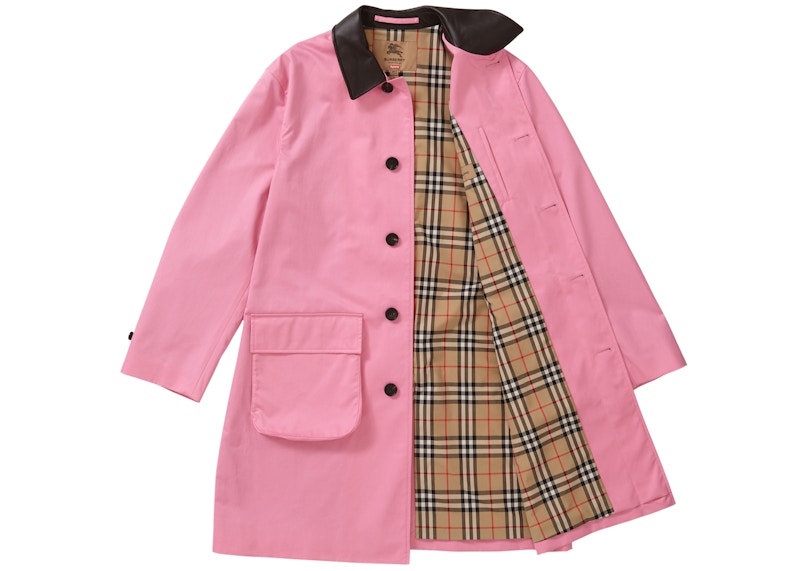 Supreme Burberry Leather Collar Trench Pink