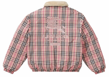 Supreme Burberry Shearling Collar Down Puffer Jacket Pink