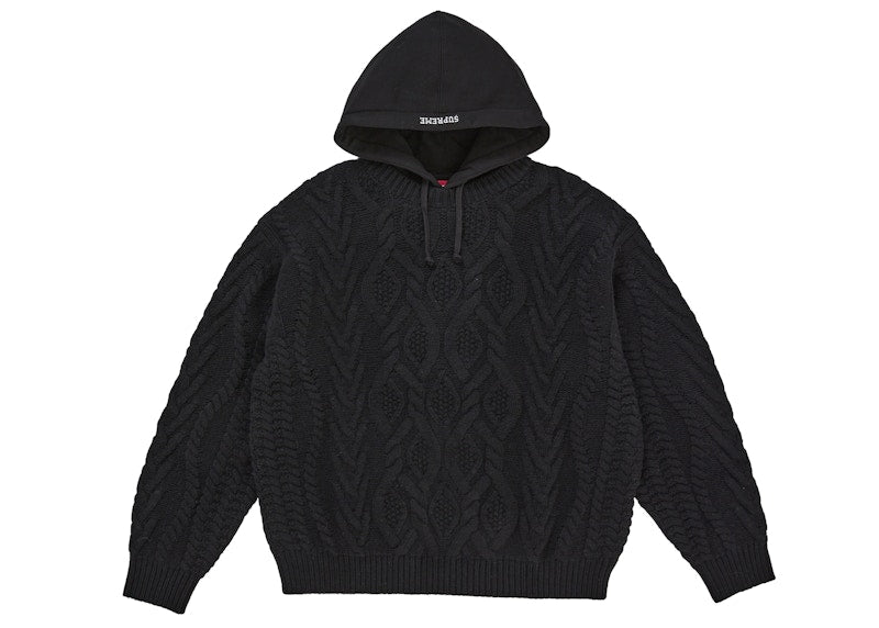 Supreme Cable Hooded Sweater Black