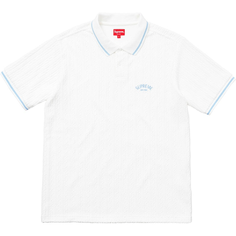 Supreme Cable Knit Terry Polo White