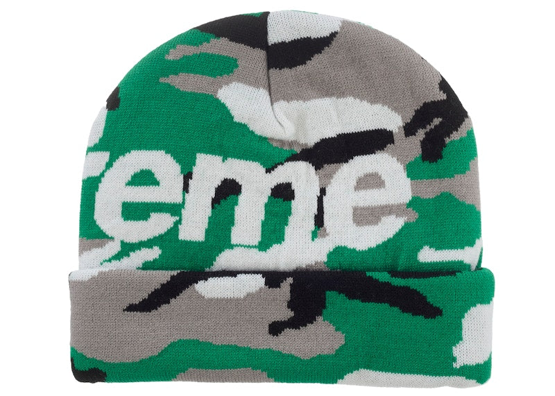 Supreme Camo Big Logo Beanie Green Camo