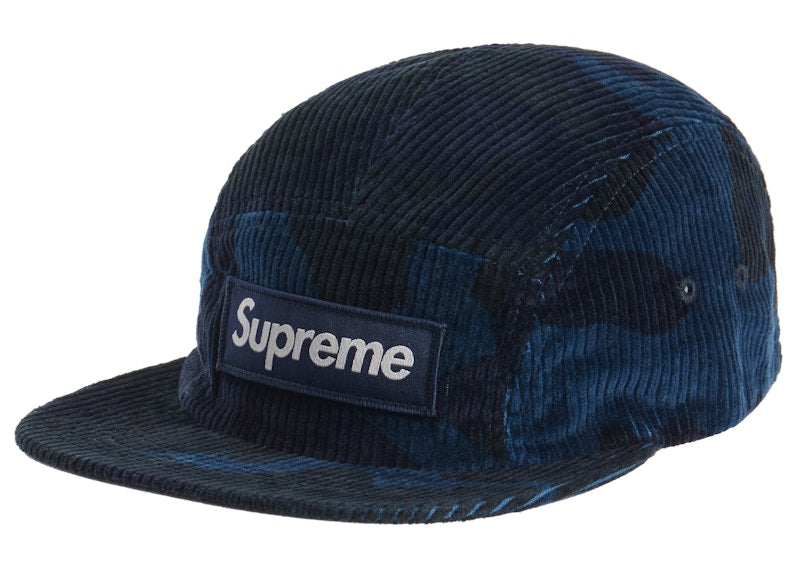 Supreme Camo Corduroy Camp Cap Navy Camo