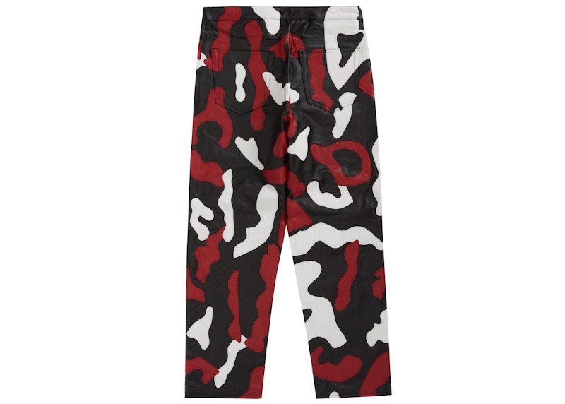 Supreme Camo Leather 5-Pocket Pant Red Camo