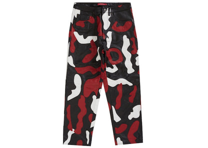 Supreme Camo Leather 5-Pocket Pant Red Camo