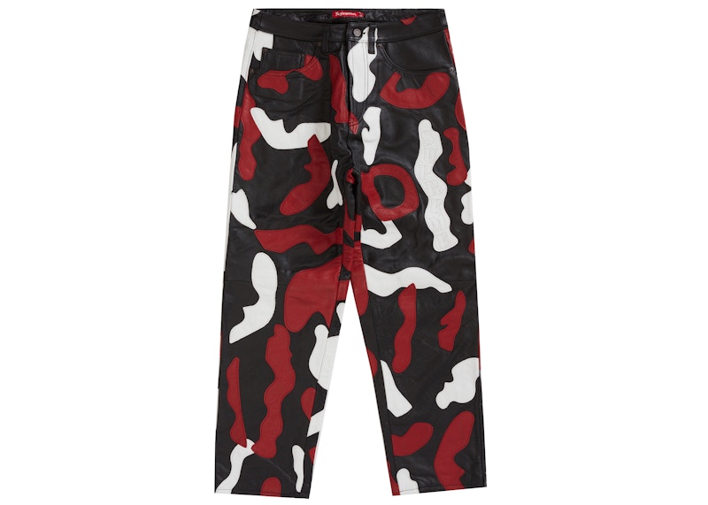 Supreme Camo Leather 5-Pocket Pant Red Camo