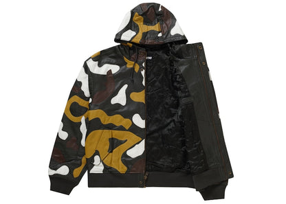 Supreme Camo Leather Hooded Jacket Green Camo
